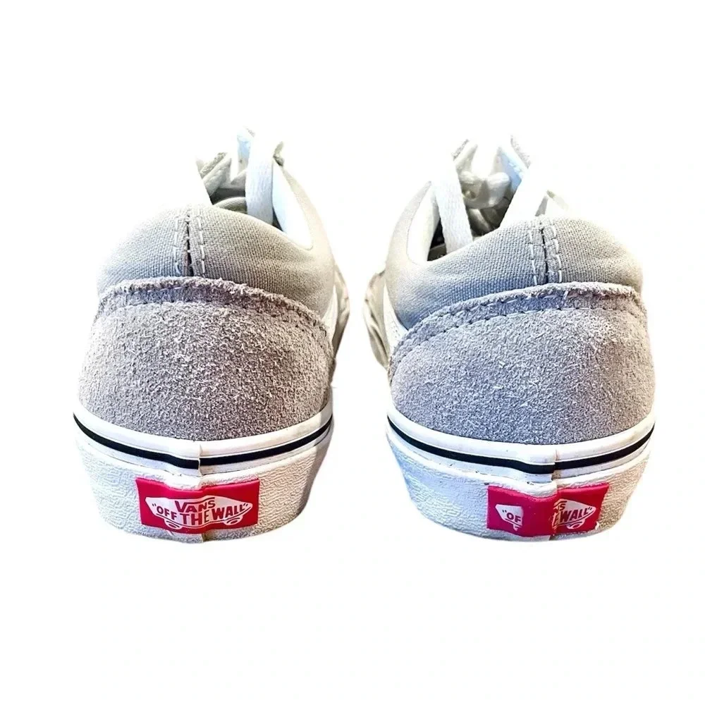 Vans Off the Wall unisex suede leather lace-up sneaker SZ 6.5 women gray white